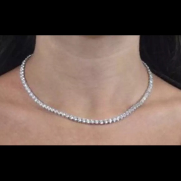 18k Solitaire Tennis Necklace - Picture 4 of 8